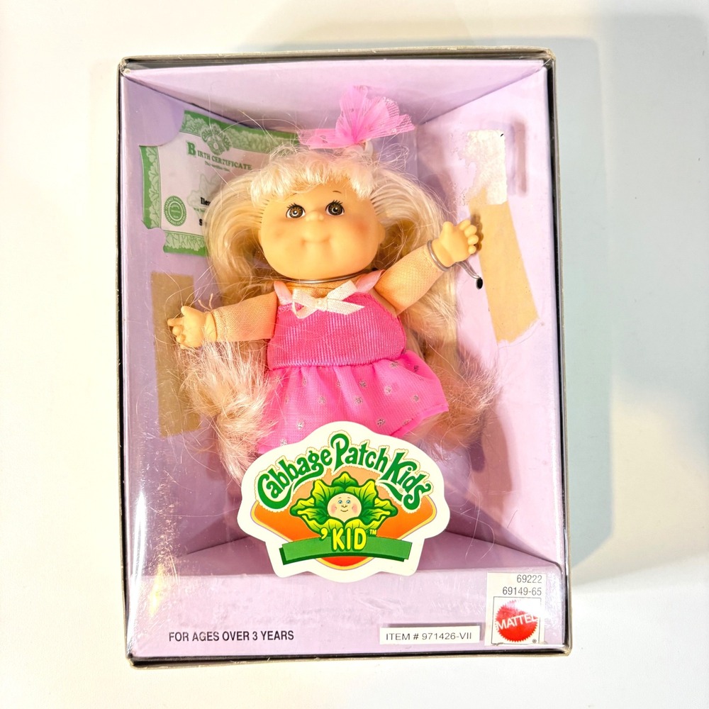 Vintage 1997 Mattel Cabbage Patch Kids Doll Blonde Pink Dress NIB 69222